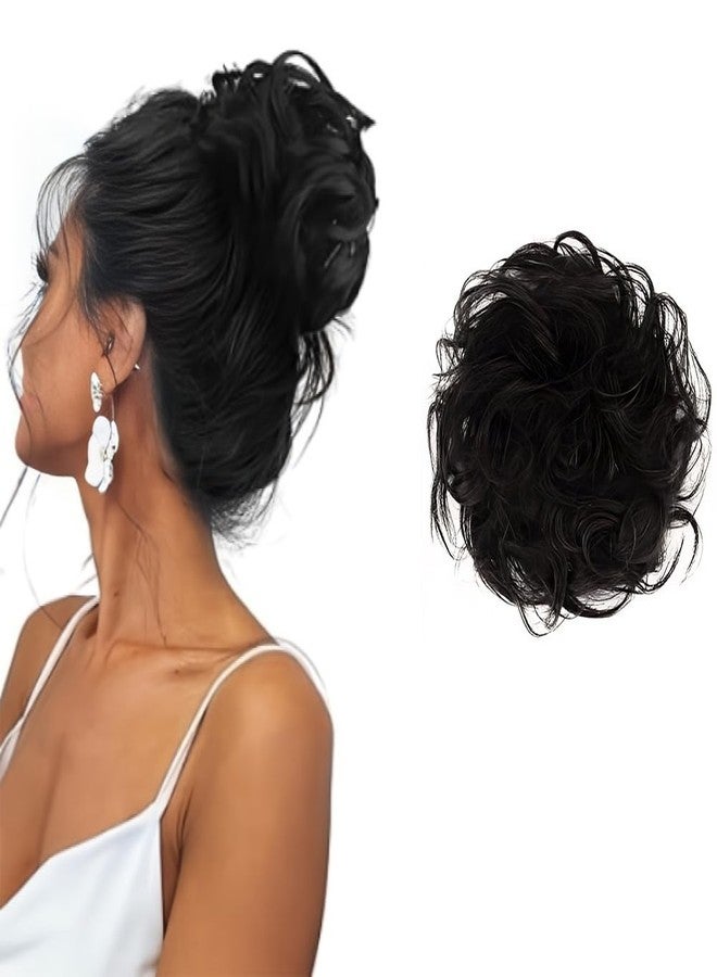 BLUSHIA Messy Bun Hair Piece Synthetic Hair Extension With Elastic Rubber Band Hairpiece for Women (Black, Pack of 1) - Image 1
