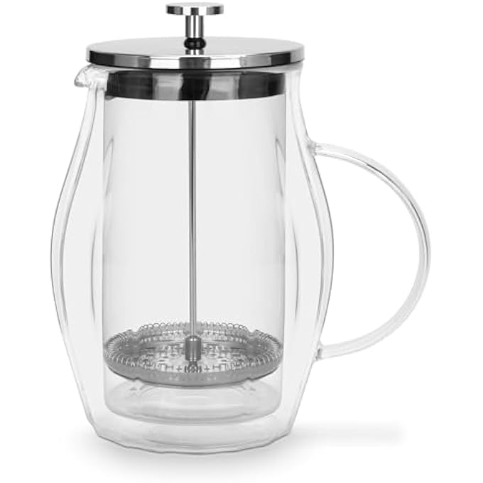 Fissman French Press Coffee Maker Borosilicate Glass For Tea Lover Stainless Steel Filter Durable  Heat Resistant Release Perfect Aroma To Enjoy The Day 600Ml  Style 3 - Image 2