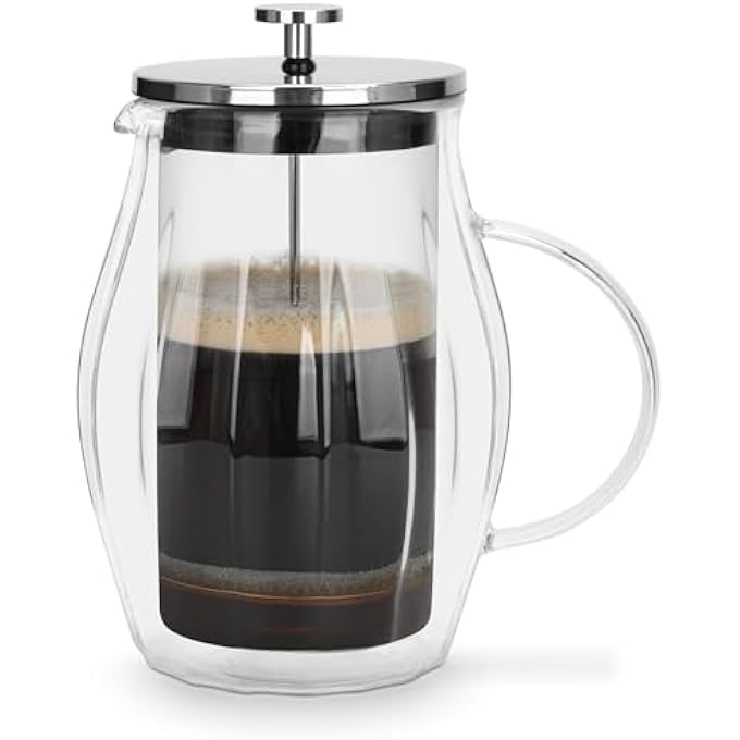 Fissman French Press Coffee Maker Borosilicate Glass For Tea Lover Stainless Steel Filter Durable  Heat Resistant Release Perfect Aroma To Enjoy The Day 600Ml  Style 3 - Image 1