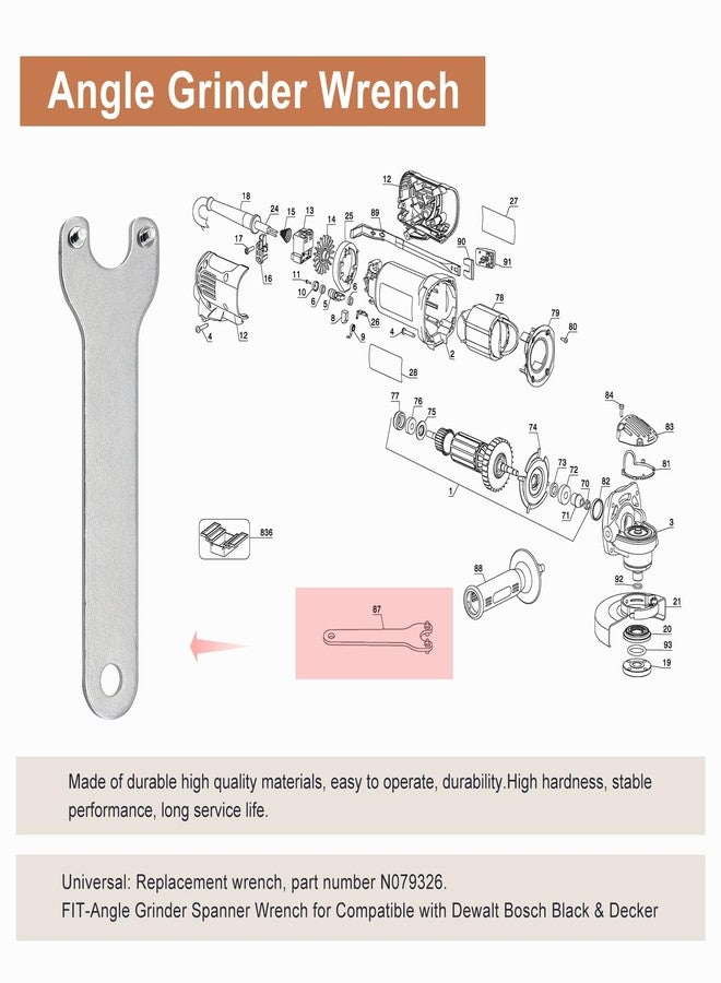 Powswopx 2 Pack N079326 Angle Grinder Wrench Replace Genuine Equipment for De-walt D28112, D28114, D28402, D28402B, D28402K, D28402N - Image 3