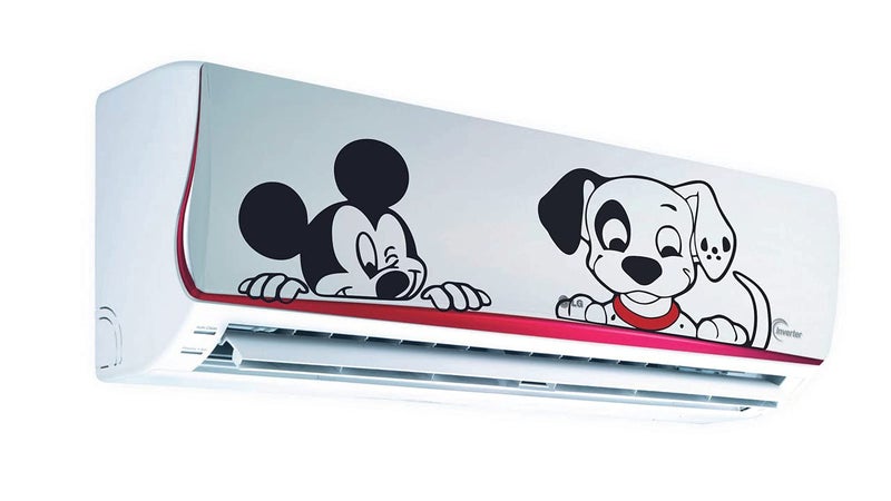 Kaushiki Collection Mickey Mouse and Puppy Cartoons AC Sticker Multicolour