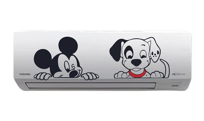 Kaushiki Collection Mickey Mouse and Puppy Cartoons AC Sticker Multicolour