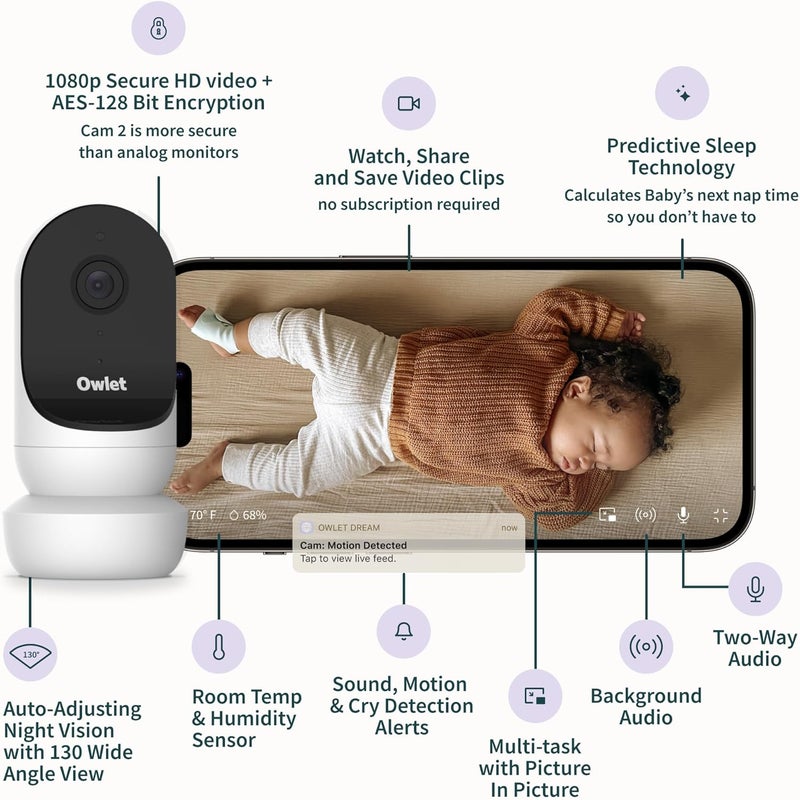 Owlet CAM 2 Smart Baby Monitor with HD Video, Audio, Night Vision, and Notifications - Image 3