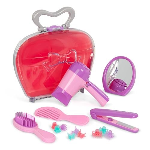 Battat Play Circle Hair Dryer with Sounds Air Carrying Case Salon Accessories Pretend Play Toys Beauty Shop 3 Years15 Pieces - Image 1