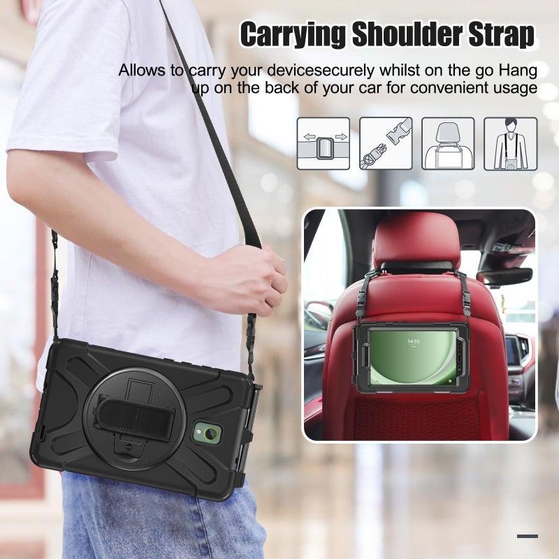 Rantice Samsung Galaxy Tab Active5/Active 3 8.0 Case, with 360 Stand, Handle Hand Strap & Shoulder Strap for Galaxy Tab Active5 8" 2024 X300/X307, Active3 8" 2020 T570/T575/T577 (Black) - Image 5