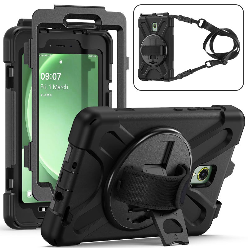 Rantice Samsung Galaxy Tab Active5/Active 3 8.0 Case, with 360 Stand, Handle Hand Strap & Shoulder Strap for Galaxy Tab Active5 8" 2024 X300/X307, Active3 8" 2020 T570/T575/T577 (Black) - Image 1