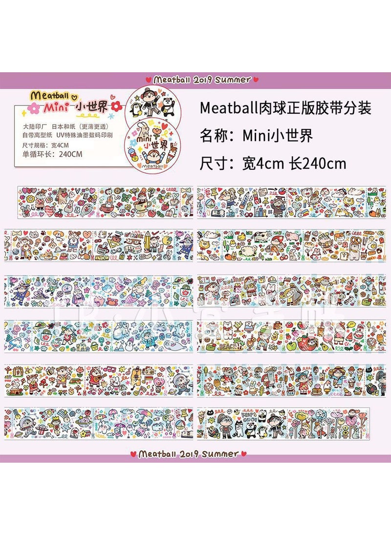Generic New Meatball Tape Full Roll for Journaling mini Small World-Full Volume 