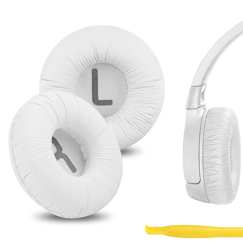 Geekria QuickFit Leatherette Replacement Ear Pads for JBL JR 300 300BT T450BT 500BT Tune 500 500BT 510BT Tune 520BT Headphones Ear Cushions with Video Guide White - Image 2
