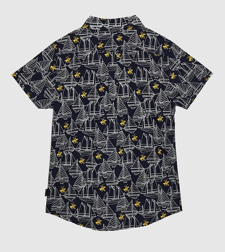 BEVERLY HILLS POLO CLUB Boy's Logo Printed Regular Fit Shirt