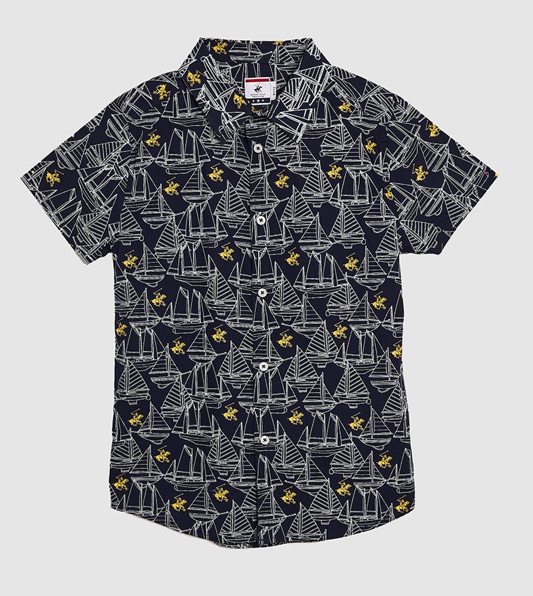 BEVERLY HILLS POLO CLUB Boy's Logo Printed Regular Fit Shirt - Image 1
