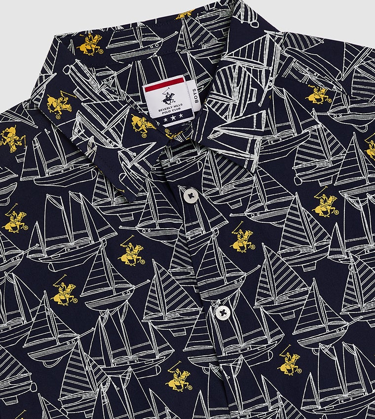 BEVERLY HILLS POLO CLUB Boy's Logo Printed Regular Fit Shirt - Image 3