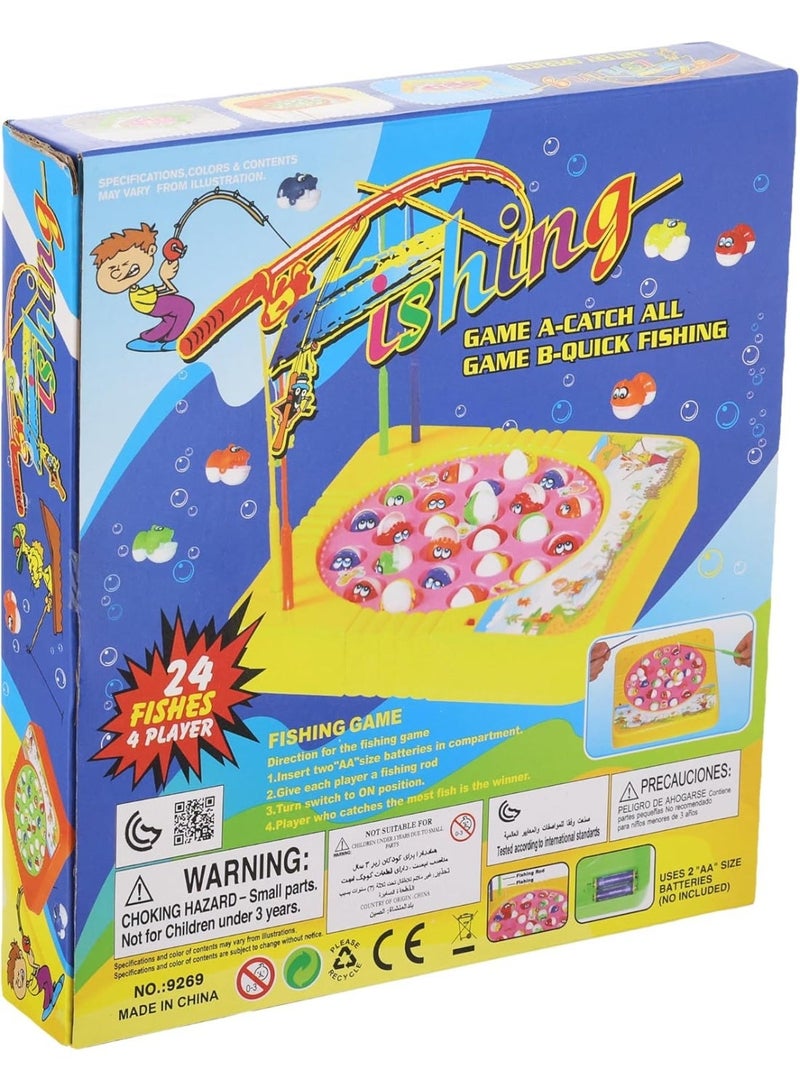 Electric Fishing Game for Kids – Rotating Musical Fishing Board with 24 Fish & 4 Fishing Rods, Battery Operated Multiplayer Concentration Toy for Children 3+ Years - Image 3