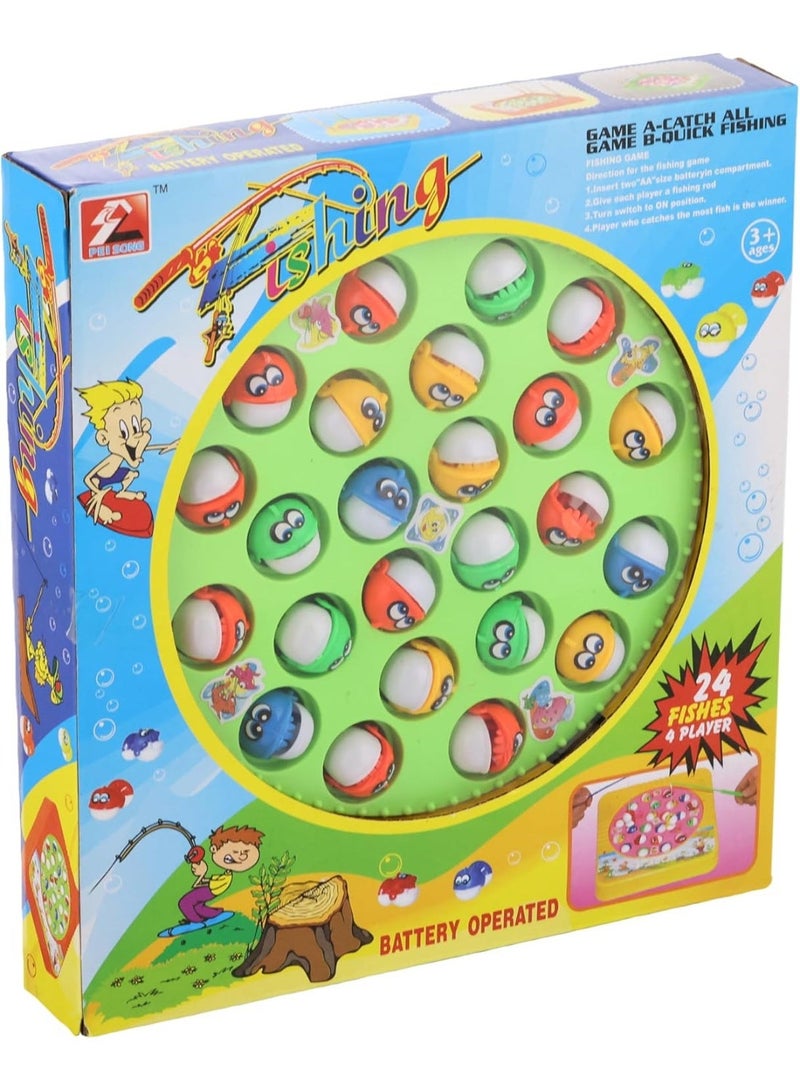 Electric Fishing Game for Kids – Rotating Musical Fishing Board with 24 Fish & 4 Fishing Rods, Battery Operated Multiplayer Concentration Toy for Children 3+ Years - Image 4