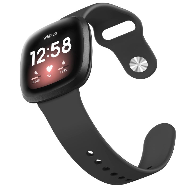 AK Silicone Bands Compatible with Fitbit Versa 4 & Sense 2 Bands for Women & Men, Soft Straps Replacement Wristbands for Fitbit Versa 3 & 4 / Sense & 2 Smart Watch (Black) - Image 4