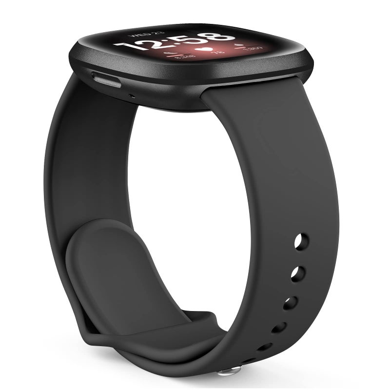 AK Silicone Bands Compatible with Fitbit Versa 4 & Sense 2 Bands for Women & Men, Soft Straps Replacement Wristbands for Fitbit Versa 3 & 4 / Sense & 2 Smart Watch (Black) - Image 5