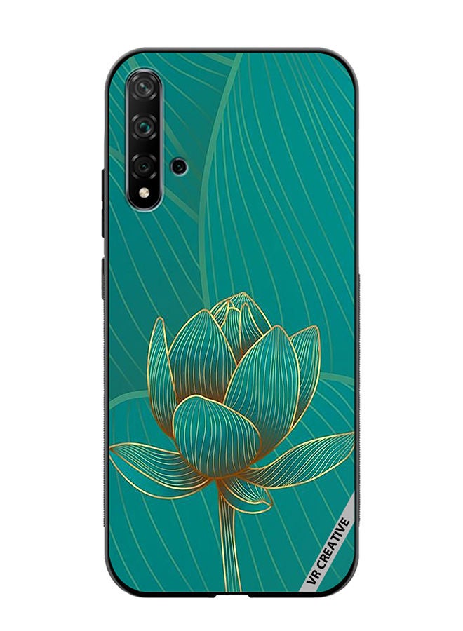 VR CREATIVE Protective Case Cover For Huawei Nova 5T Green Rose Design Multicolour - Image 1