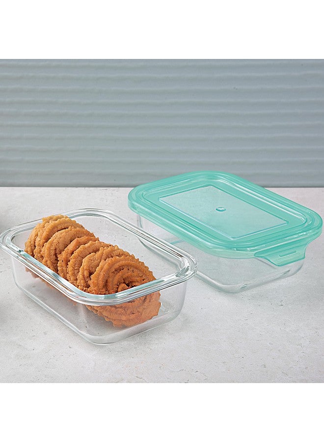 La Opala Cook Serve Store 100% Borosilicate Glass Storage Container | Simply Store with Lid | Rectangle 370 ml | Microwave & Oven Proof | Dishwasher & Freezer Proof | Strong & Durable | Transparent - Image 1