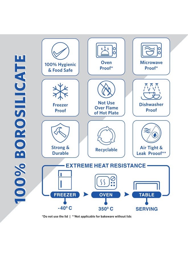 La Opala Cook Serve Store 100% Borosilicate Glass Storage Container | Simply Store with Lid | Rectangle 370 ml | Microwave & Oven Proof | Dishwasher & Freezer Proof | Strong & Durable | Transparent - Image 4