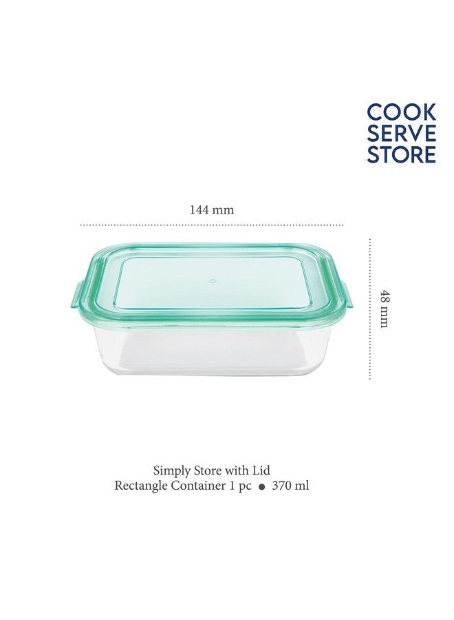 La Opala Cook Serve Store 100% Borosilicate Glass Storage Container | Simply Store with Lid | Rectangle 370 ml | Microwave & Oven Proof | Dishwasher & Freezer Proof | Strong & Durable | Transparent - Image 2
