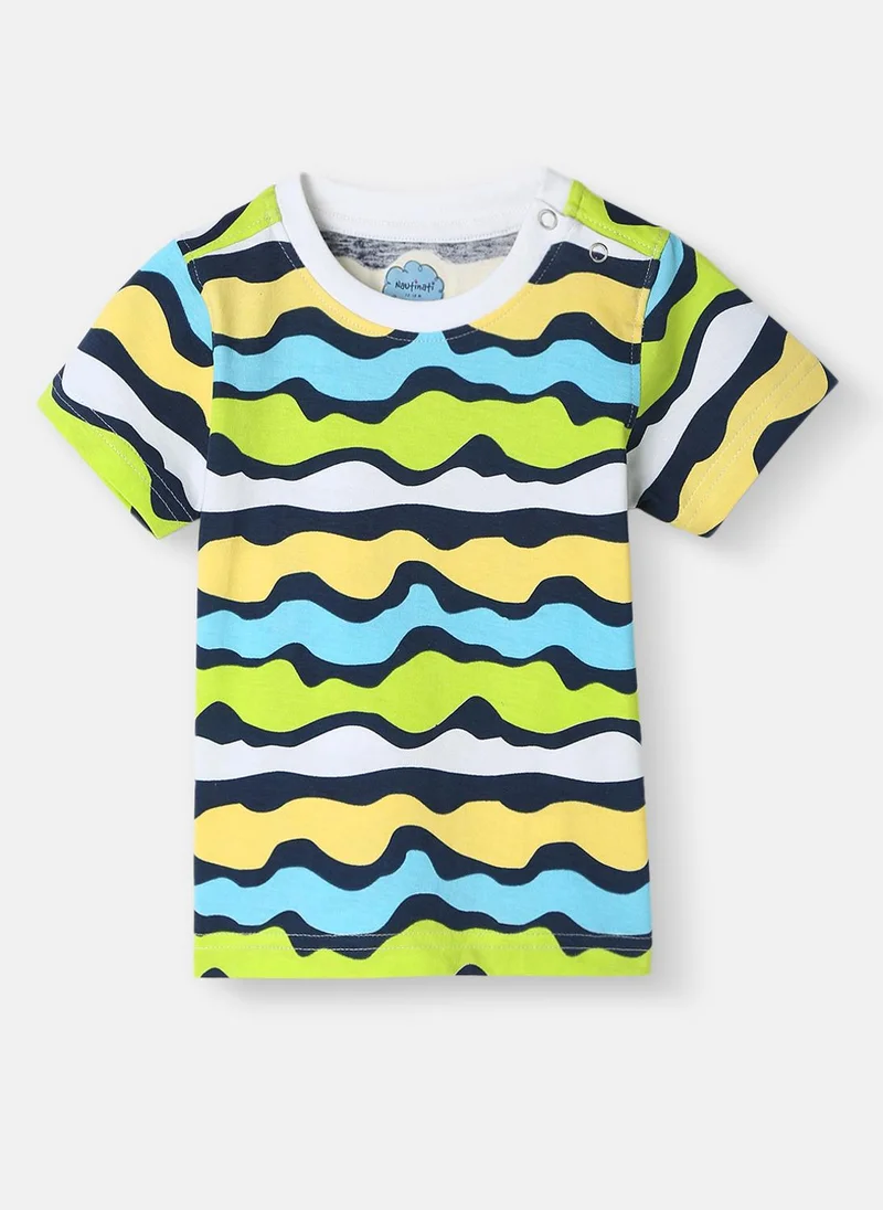 Nautinati Nautinati Boys' Pack of 2 Cotton Beach Graphic Printed and Striped T-shirts