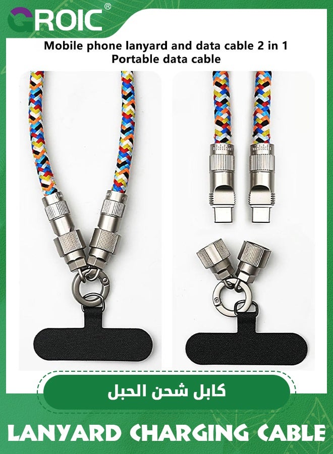 GROIC 2 in 1 Mobile Phone Lanyard & Charging Cable, USB Charging Lanyard, Wearable Phone Charger, Charging Lanyard Cord, Phone Charger Necklace, 60W Phone Lanyard Fast Charging  - Image 2