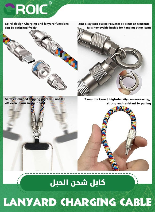 GROIC 2 in 1 Mobile Phone Lanyard & Charging Cable, USB Charging Lanyard, Wearable Phone Charger, Charging Lanyard Cord, Phone Charger Necklace, 60W Phone Lanyard Fast Charging  - Image 3