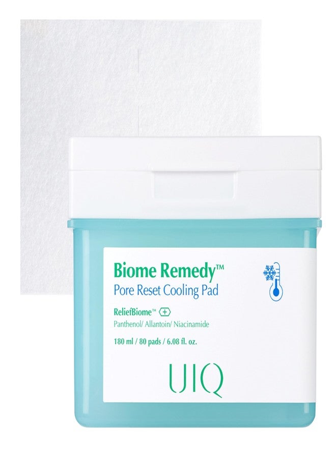 UIQ Biome Remedy Pore Reset Cooling Pad, 180 ml, 80 Pads, 6.08 fl oz, with Panthenol, Allantoin, Niacinamide - Image 1