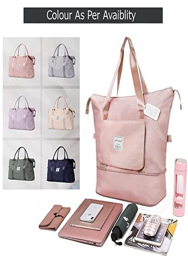 MYSELF Foldable Travel Duffel Bag, Large Capacity Folding Travel Bag, Travel Lightweight Waterproof Carry Luggage Bag (Peach) - Image 3