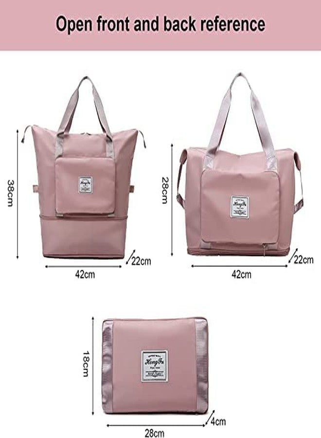 MYSELF Foldable Travel Duffel Bag, Large Capacity Folding Travel Bag, Travel Lightweight Waterproof Carry Luggage Bag (Peach) - Image 2