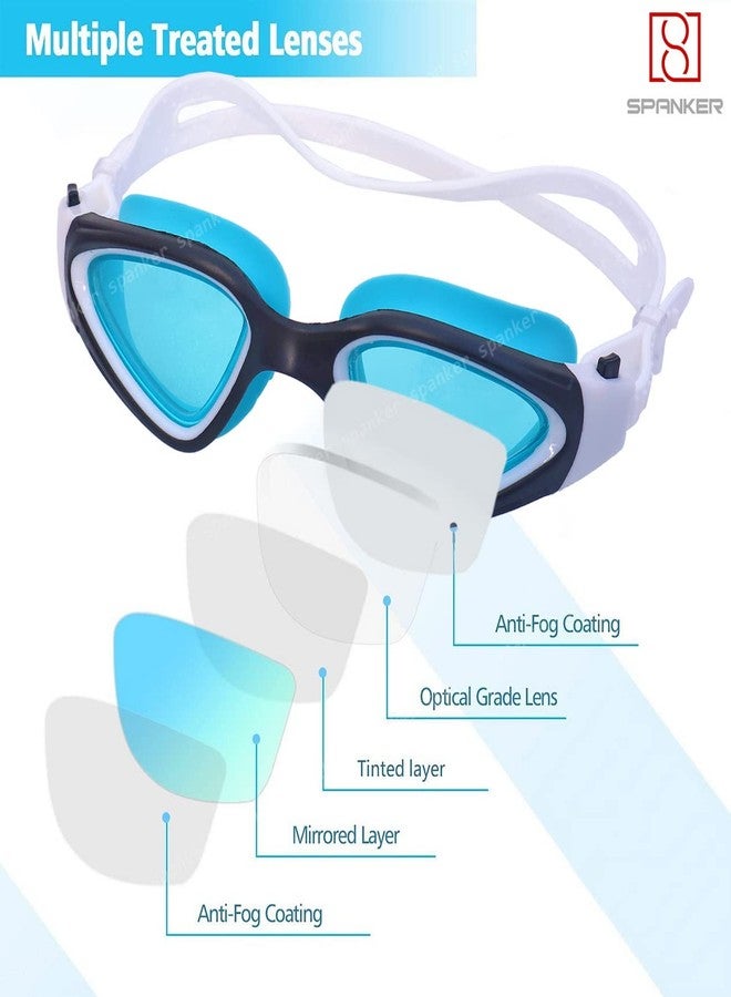 Spanker Ultra Design Anti Fog No Leaking UV Protection Wide View Swim Goggles For Women Men Adult, Aqua-Black SSTP - Image 2