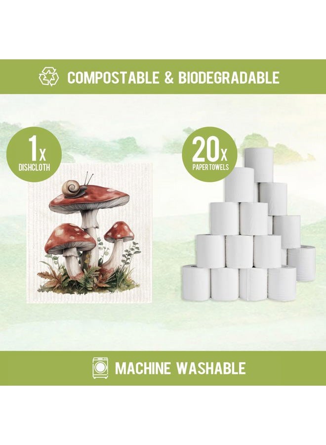 Morigins Swedish Dishcloths for Kitchen Mushroom Swedish Dish Towels,Cellulose Sponge Cloths,Non Scratch Reusable Paper Towels, No Odor, Biodegradable and Reusable Kitchen Dish Rags - Image 2