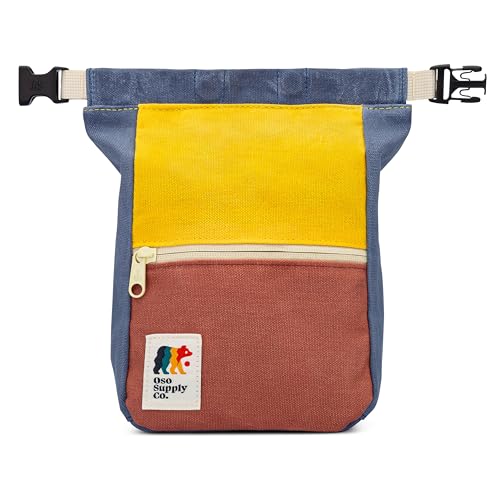 Oso Supply Co Kulshan Bouldering Bucket Large Size Chalk Bag for Rock Climbing Chalk Pot with Magnetic Roll Down Closure Brush Loop Zippered Pockets for Climbers Canyon Red Gold - Image 1
