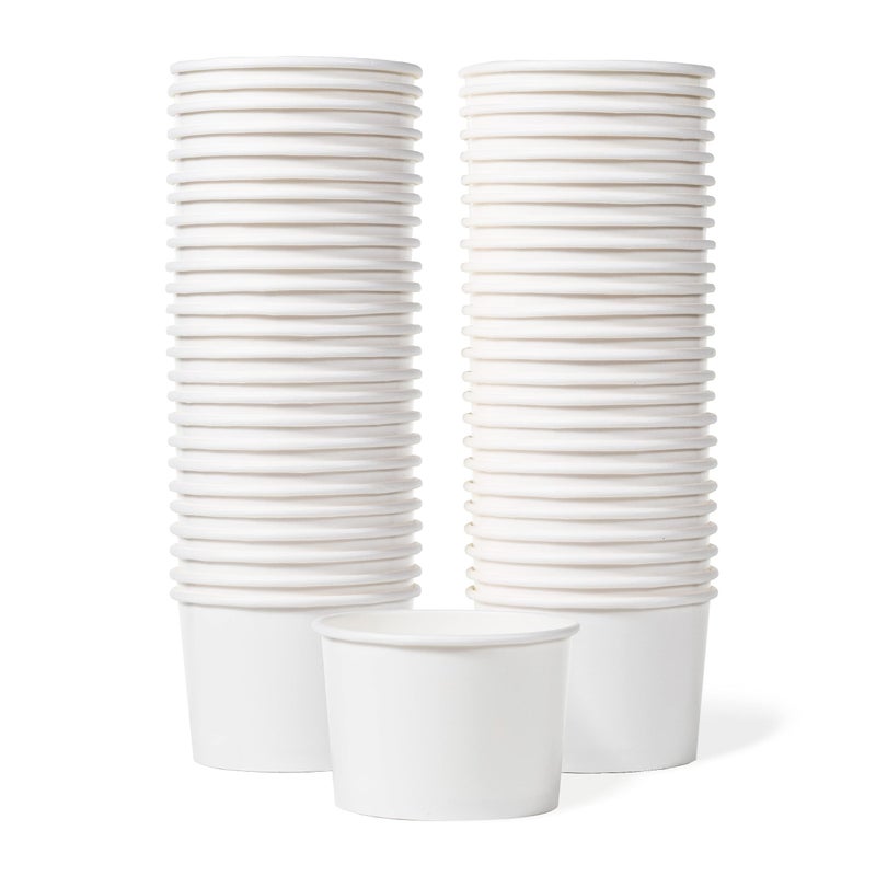 MATICAN Paper Ice Cream Cups  50Count 9Oz Disposable Dessert Bowls for Hot or Cold Food 9Ounce Party Supplies Treat Cups for Sundae Frozen Yogurt Soup White