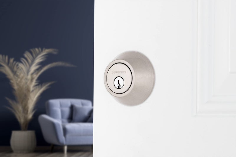 BRINKS Transitional Single Cylinder Deadbolt Lock, Door Lock Built for Residential Protection ANSI Grade 2 Security, Satin Nickel - Image 2