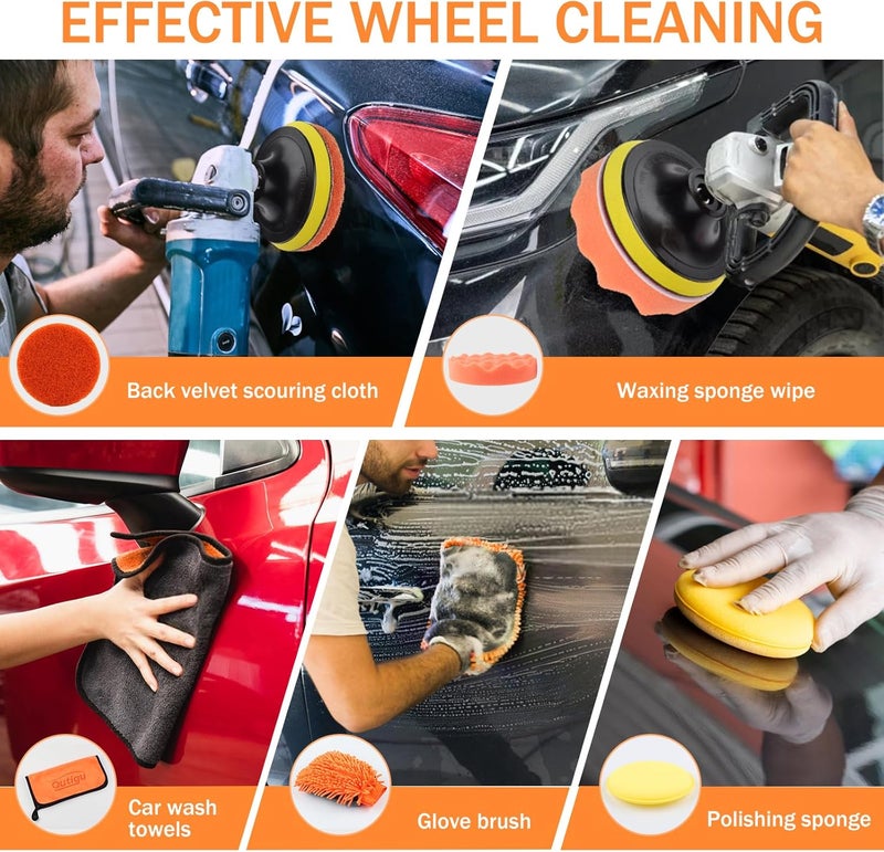 Outigu 28 PCS Car Cleaning Kit with Detailing Brushes, Wheel Brush, and Storage Bag - Image 3