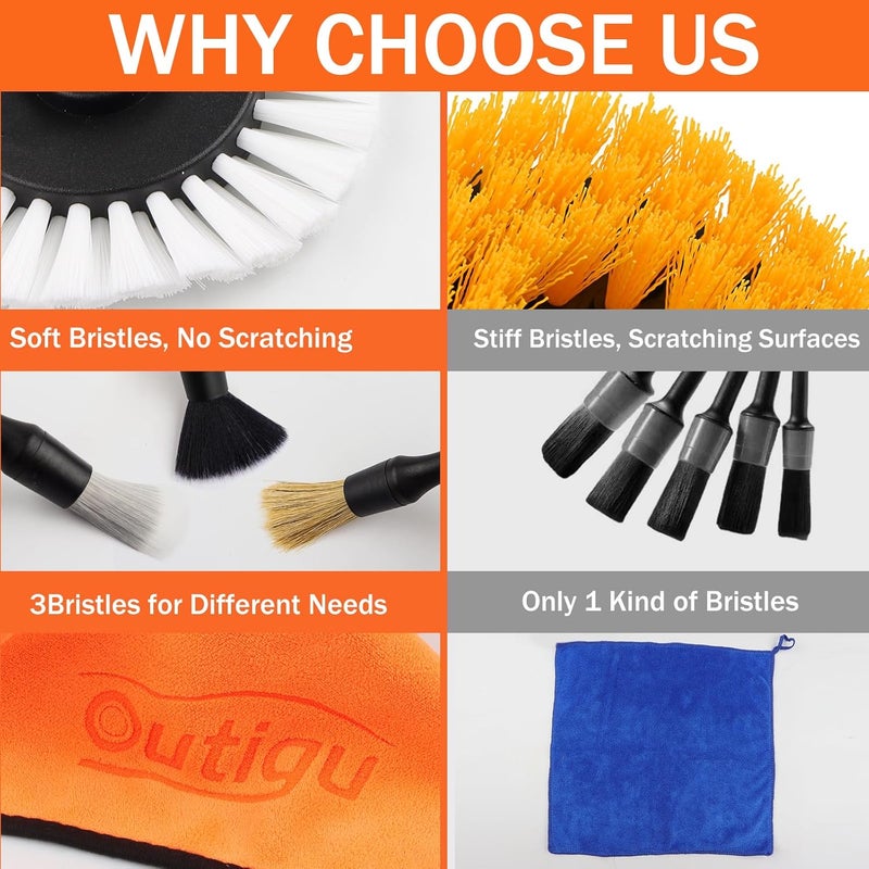 Outigu 28 PCS Car Cleaning Kit with Detailing Brushes, Wheel Brush, and Storage Bag - Image 4