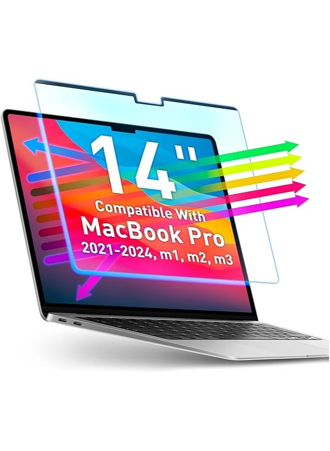 erorex Magnetic Blue Light Screen Compatible With MacBook Pro 14" 2021, 2022, 2023, M1, M2, M3 Anti-Glare Anti-Blue Light Laptop Screen Protector Filter Blue Light Blocking Filter - Image 1