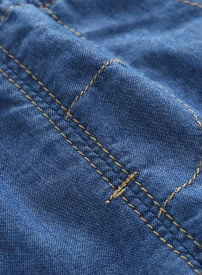 يونيكي Blue Regular Fit Mid Rise Solid Denim Shorts