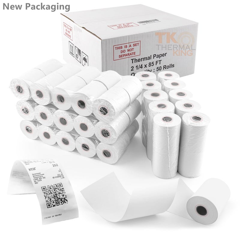 TK Thermal King, (50 Rolls) 2 1/4" x 85' Thermal Paper, POS Receipt Paper for Retail Business Cash Register, Fits Most Credit Card Terminal - Image 2