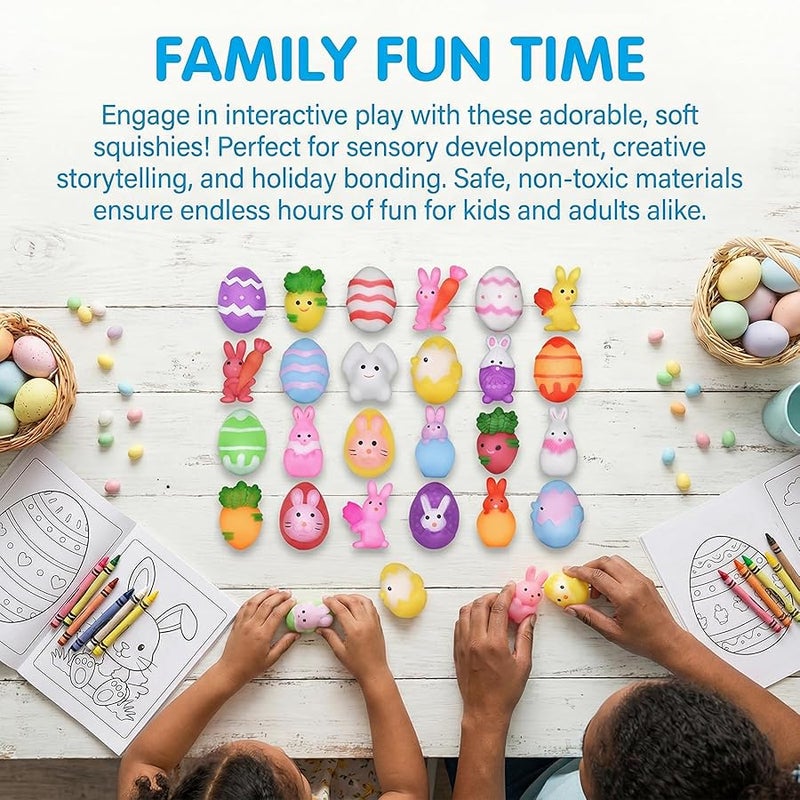 Eavotoy 24 PCS Easter Mochi Squishy Toys Squishies Easter Toys for Kids Girls Boys Easter Basket Stuffers Party Favor Gifts - Image 2