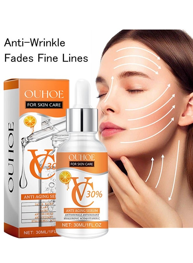 OUHOE Anti Aging Serum - 30% Vitamin C Serum Retinol and Hyaluronic Acid Serum for Brightening Firming and Hydrating Get Rid of Acne Marks Shrink Essence Fine Facial Lines Fade Brighten Pores Retinol Serum 30ml - Image 2