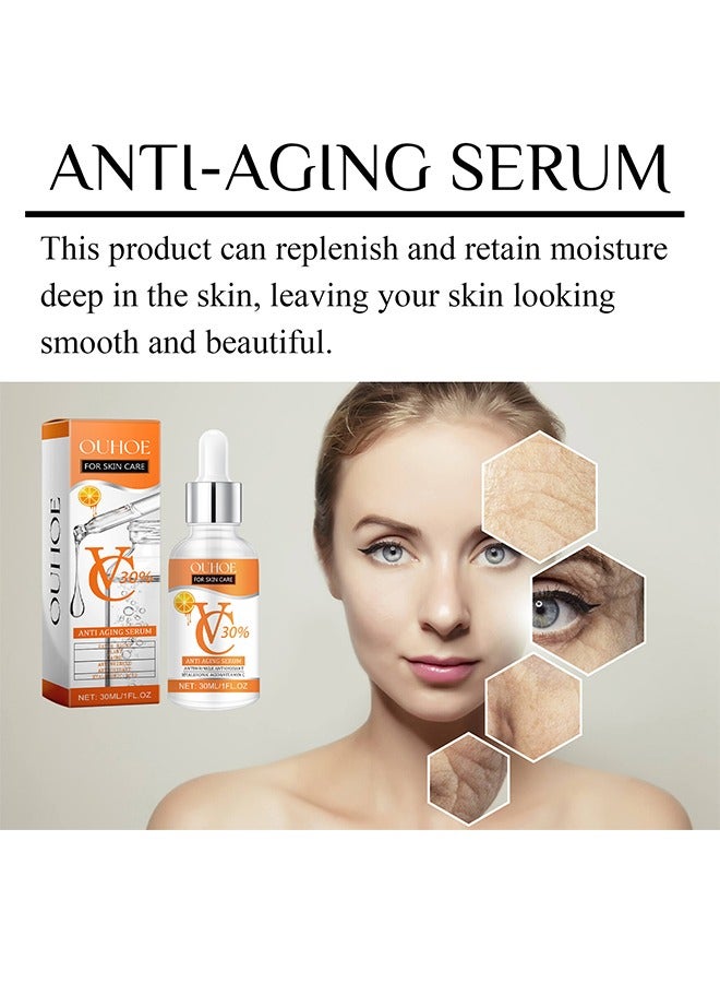 OUHOE Anti Aging Serum - 30% Vitamin C Serum Retinol and Hyaluronic Acid Serum for Brightening Firming and Hydrating Get Rid of Acne Marks Shrink Essence Fine Facial Lines Fade Brighten Pores Retinol Serum 30ml - Image 4