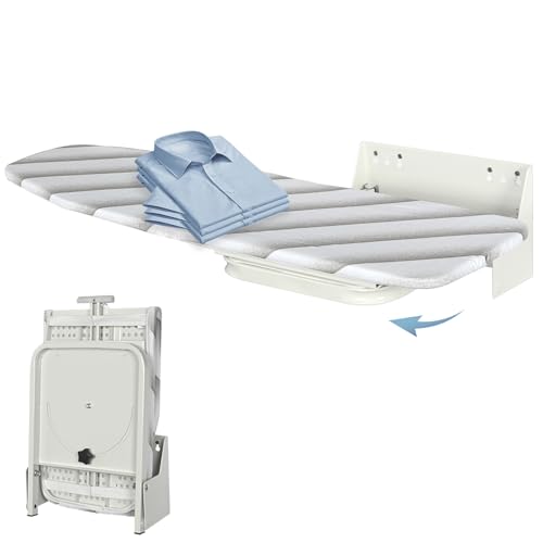uyoyous Wall Mounted Ironing Board 37.4x11.8 inch Compact Folding Iron Board Wall Mount Space-Saving 180° Swivel Ironing Boards with Heat Resistant Cover for Home Laundry Room, Small Spaces - Image 1