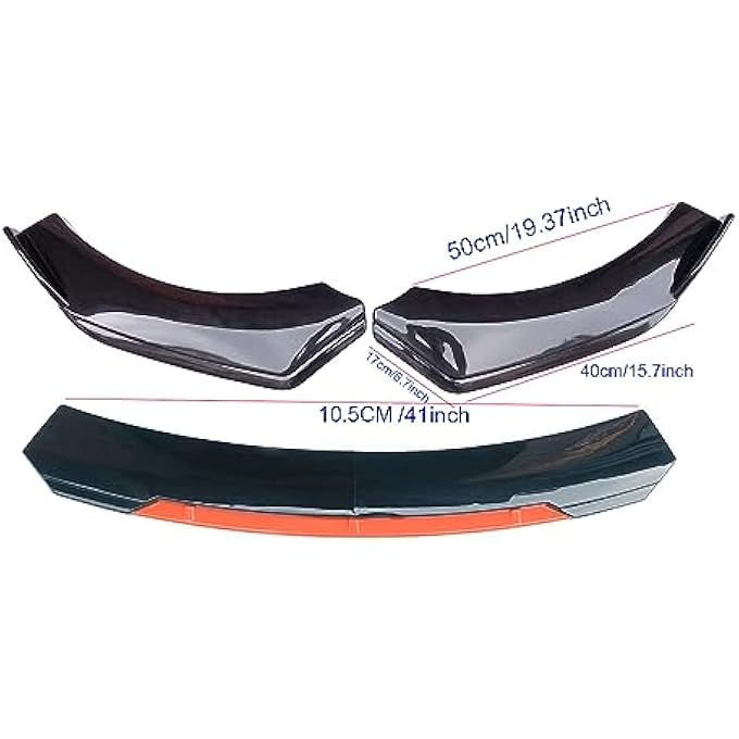 Aokzeeo Universal Front Bumper Lip Chin Spoiler PP Front Bumper Lip Sopiler Wing Body with Adjustable 8"-11" Support Splitter Rod (Red Round Shape) - Image 2
