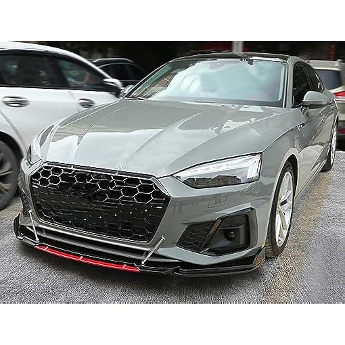 Aokzeeo Universal Front Bumper Lip Chin Spoiler PP Front Bumper Lip Sopiler Wing Body with Adjustable 8"-11" Support Splitter Rod (Red Round Shape) - Image 3
