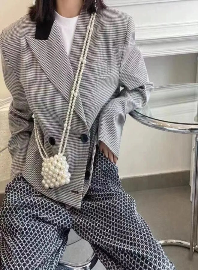 Handmade pearl bag, mini lipstick bag, woven beaded bag, messenger small bag, change bag. - Image 3