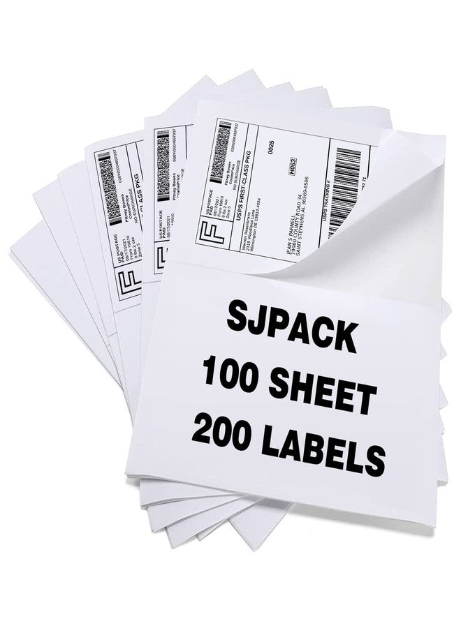 SJPACK 100 Half Sheet Shipping Labels 5-1/2" X 8-1/2" Address Blank Labels Laser/Ink Jet - Image 1