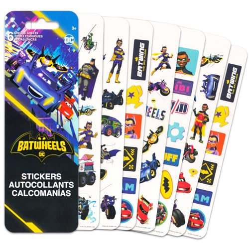 DC Comics Batwheels Party Favors for Boys Girls Bundle 12 Batwheels Sticker Sheets for Kids Birthday Party Goodie Bags Batman Stickers of Kids - Image 5