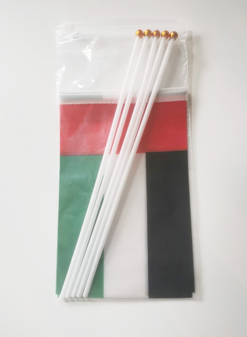 21*14cm (5-Pack) UAE Flag Small Hand Waving Flags for National Day Celebration - School, Business & Office Decoration - Image 3