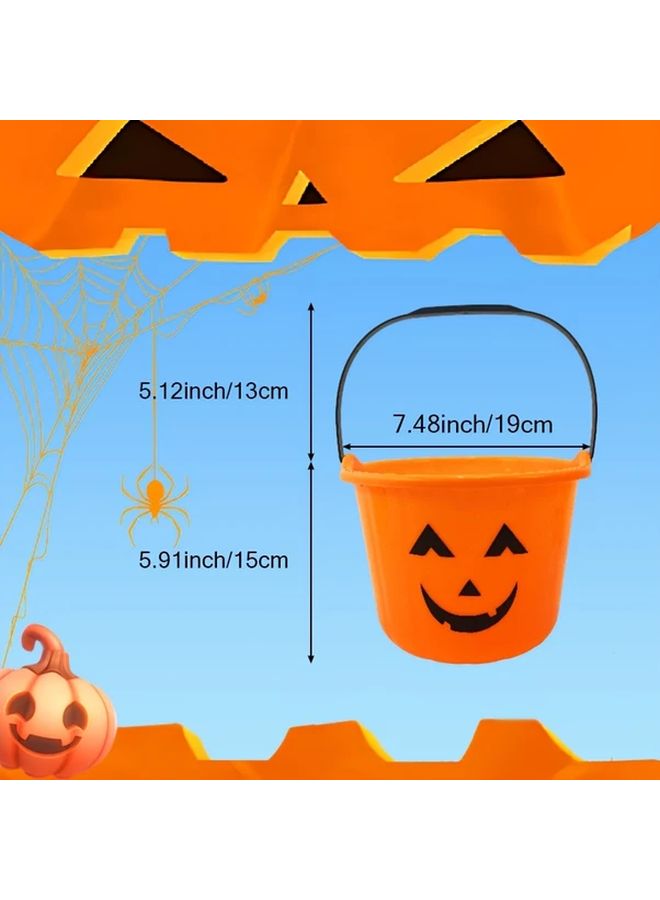 3pcs Smiling Pumpkin Candy Buckets Durable Plastic Trick Or Treat Buckets With Handles - Image 3